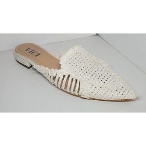 Vici Monaco White Woven Mule Flat Womens Sz 8.5 Summer Flats